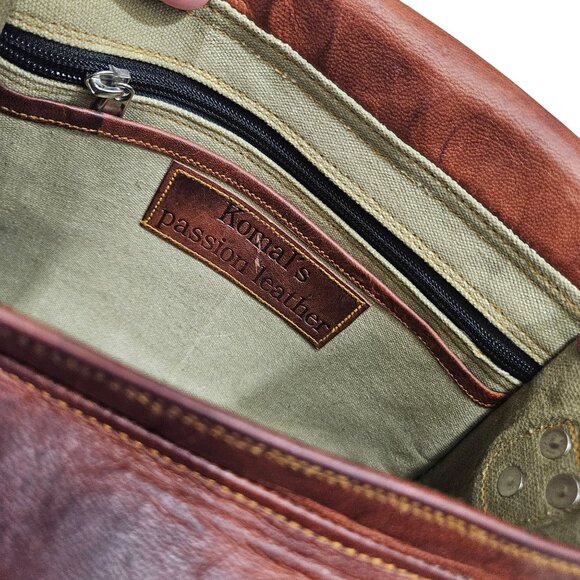 Komal Passion Brown Leather Crossbody Saddle Bag Buckle Closure Adjustable Strap - Picture 10 of 12